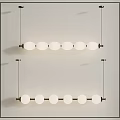 Modern Linear Pendant Light With White Globular Bulbs And Metal Frame For Interior Decor