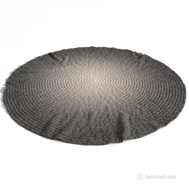 Gray Woven Round Carpet with Spiral Pattern for Modern Living Room Decor 3d model 