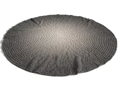 Gray Woven Round Carpet with Spiral Pattern for Modern Living Room Decor 3d model