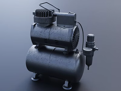 Smart Machine Industrial Air Compressor With Dual Cylindrical Tanks Top Motor And Control System 3d model