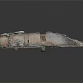 Ruined Structure Model With Broken Walls Stone Debris And Weathered Steps