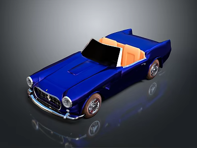 Blue Decorative Lamp Featuring Orange Details And Reflective Finish Design 3d model