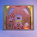 Creative Window Display Decoration With Large Gears And Luxury Handbags Design
