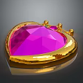 Heart Shaped Pink Gemstone Fashion Accessory With Gold Frame And Crown Accents