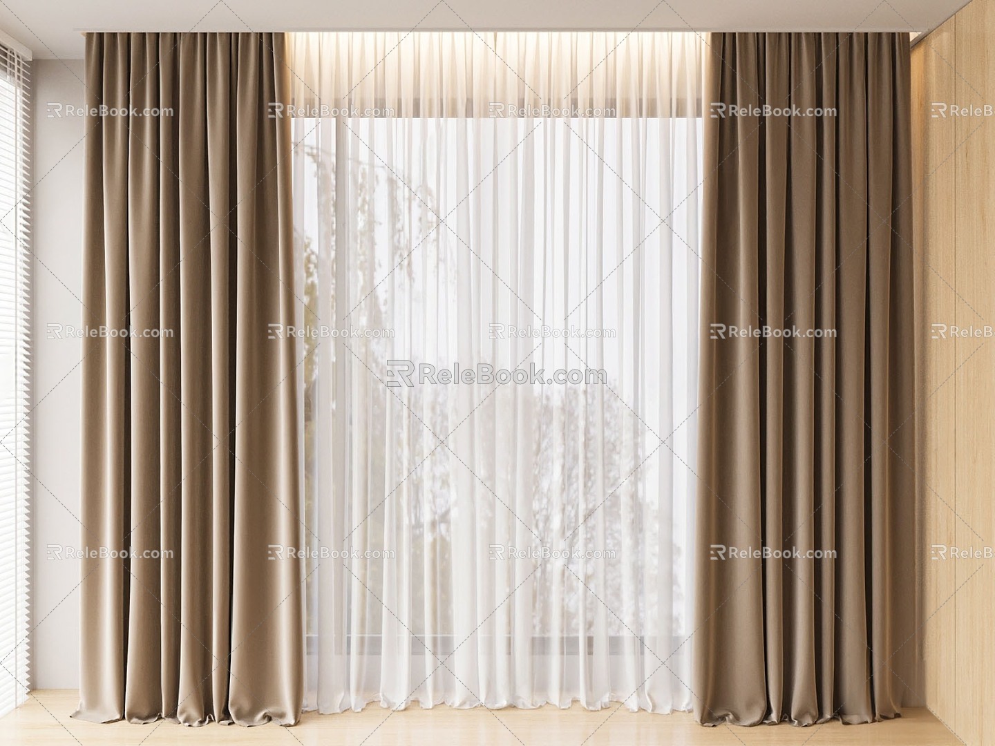 curtain gauze curtain solid color 3d model