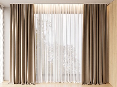 curtain gauze curtain solid color 3d model