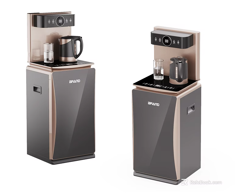 Modern BIVO Water Dispenser with Black Gold Design and Hot Water Function for Home Use 3d model 