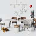 Quiet Dining Table and Chair Combination Dining Table and Chair 3d model