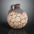 Handcrafted Ceramic Vase With Textured Brown Beige Surface And Decorative Handle 3d model