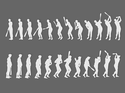 Baseball Sports Wall Decorative Elements Symbol Icon Silhouette People Playing Baseball Softball Game 3d model