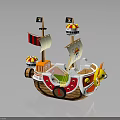 Kids Colorful Toy Pirate Ship With Decorative Flags And Playful Design