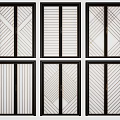 Modern Sliding Doors With Black Frames White Panels And Gold Striped Patterns 3d model