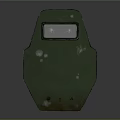 Tactical Green Military Shield With Observation Window And Worn Metal Surface