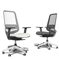 Modern Office Chair Design With White And Black Mesh Backrest Armrests And Adjustable Wheels