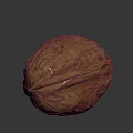 Fresh Whole Walnut With Natural Textured Shell On Dark Background