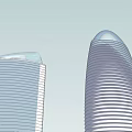 Modern Architectural Design With Conical And Rectangular Tall Buildings And Green Platform 3d model