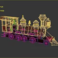Vintage Atlantic Express Steam Train Model With Red And Gold Accents