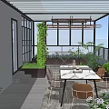 Modern Roof Garden Design With Glass Ceiling Green Plants Potted Arrangements And Seating Area