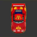 Red Cartoon Race Car With Flame Decals Number 95 And RUST-EZE Logo