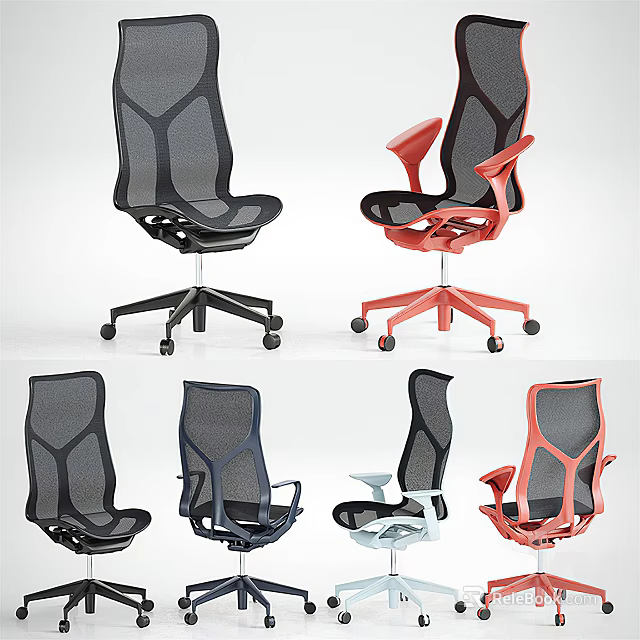 Ergonomic Mesh Office Chair with Multiple Colors and Different Angles 3d model
