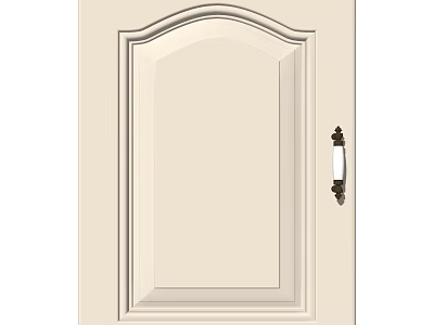 Elegant White Cabinet Door Featuring Arched Top Design And Decorative Metal Handle 3d model