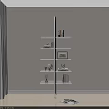 Modern Bookshelf With Multiple Shelves Holding Books Decorative Frames And Clock 3d model