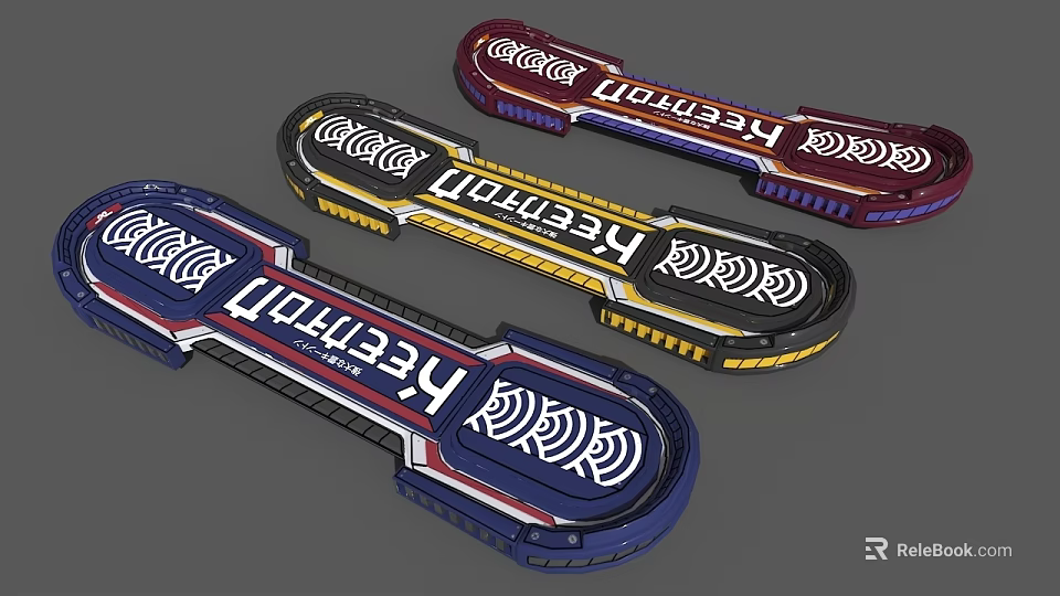 Colorful Designed Laundry Boards In Blue Yellow Red 3d model 