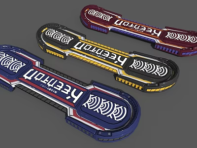 Colorful Designed Laundry Boards In Blue Yellow Red 3d model