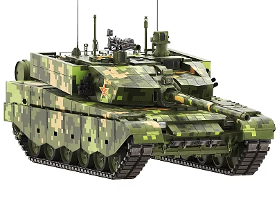 Detailed Military Tank With Camouflage Paint Turret Gun Barrel And Tracks 3d model
