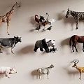 Cute Stuffed Animal Figurines Collection With Giraffe Zebra Panda Cow And More