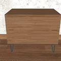 Wooden Bedside Table With Two Drawers And Metal Legs On Textured Wall Wooden Floor