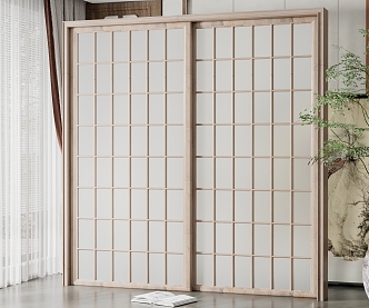 New Chinese-style sliding door 3d model