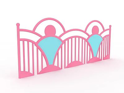 Modern Stylish Pink Swing Door Featuring Arched Design And Decorative Rails 3d model