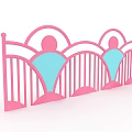 Modern Stylish Pink Swing Door Featuring Arched Design And Decorative Rails