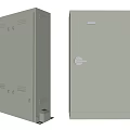 Industrial Electrical Control Cabinet With Ventilation Vents And Lockable Door Panel