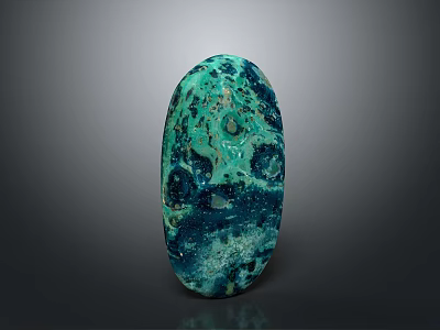 Oval Teal Blue Polished Stone With Natural Patterns And Smooth Surface 3d model