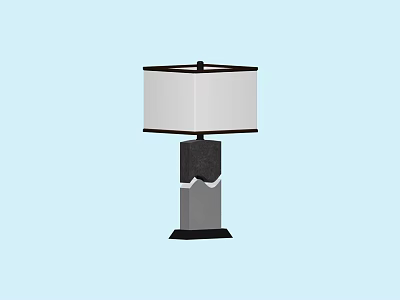 Minimalist Modern Table Lamp With Square White Shade And Black Gray Base 3d model