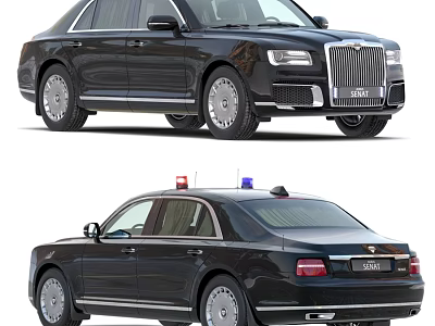 Luxury Black Police Sedan With Emergency Lights And Exterior Design 3d model