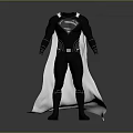 Black Superman Costume With White Cape Chest Emblem And Slim Fit Design