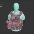Camouflage Tactical Vest with Multiple Pockets and Military Gear on White Mannequin