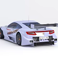 Modern Technology Exhibition Hall Displaying White Race Car Model With Champion Logo And Detailed Design