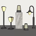 Various Styles Black Outdoor Lights With Illuminated Lamp Shades For Garden Spaces