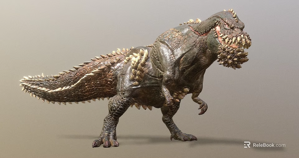 Realistic Render Of A Reptile Dinosaur With Spikes And Fangs 3d model 