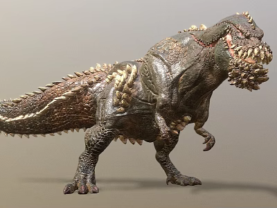 Realistic Render Of A Reptile Dinosaur With Spikes And Fangs 3d model