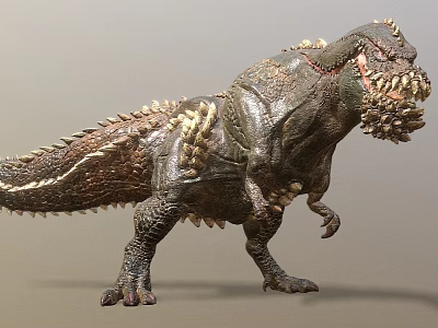 Realistic Render Of A Reptile Dinosaur With Spikes And Fangs 3d model
