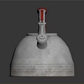 Silver Metallic Kettle With Red Handle And Ribbed Design For Household Use