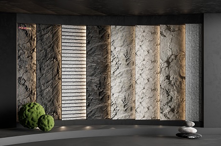 Modern rubble background wall rock background wall stone rubble wall stone moss ball 3d model