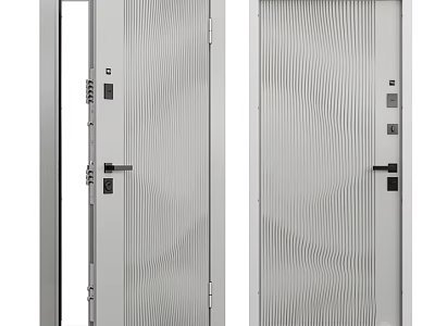 Sleek Swing Door with Modern Textured Surface and White Finish for Home Interior Use 3d model