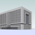 Modern Office Building Exterior Design With Large Windows And Rectangular Structure 3d model