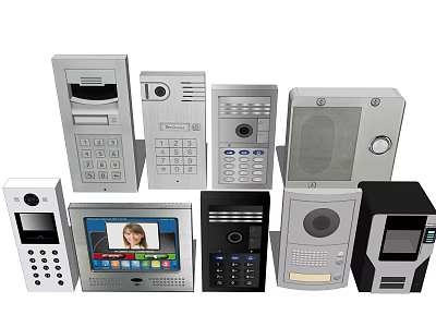 Assorted Modern Doorbell Systems With Camera Screen And Digital Intercom Features 3d model